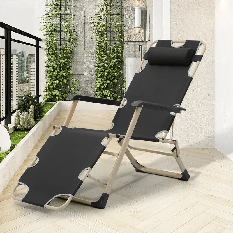 Foldable Black Recliner for Camping Beach Outdoor - HomeDIYer