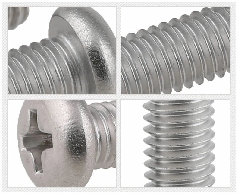 M2 M4 M5 Phillips Pan Head Machine Screws – 304 Stainless Steel, Fully Threaded (Length Under Head)