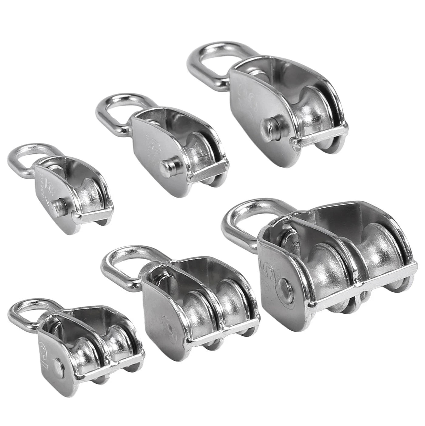 Stainless Steel 15-75mm Single/Double Pulley Block for Wire Rope Lifting Rigging