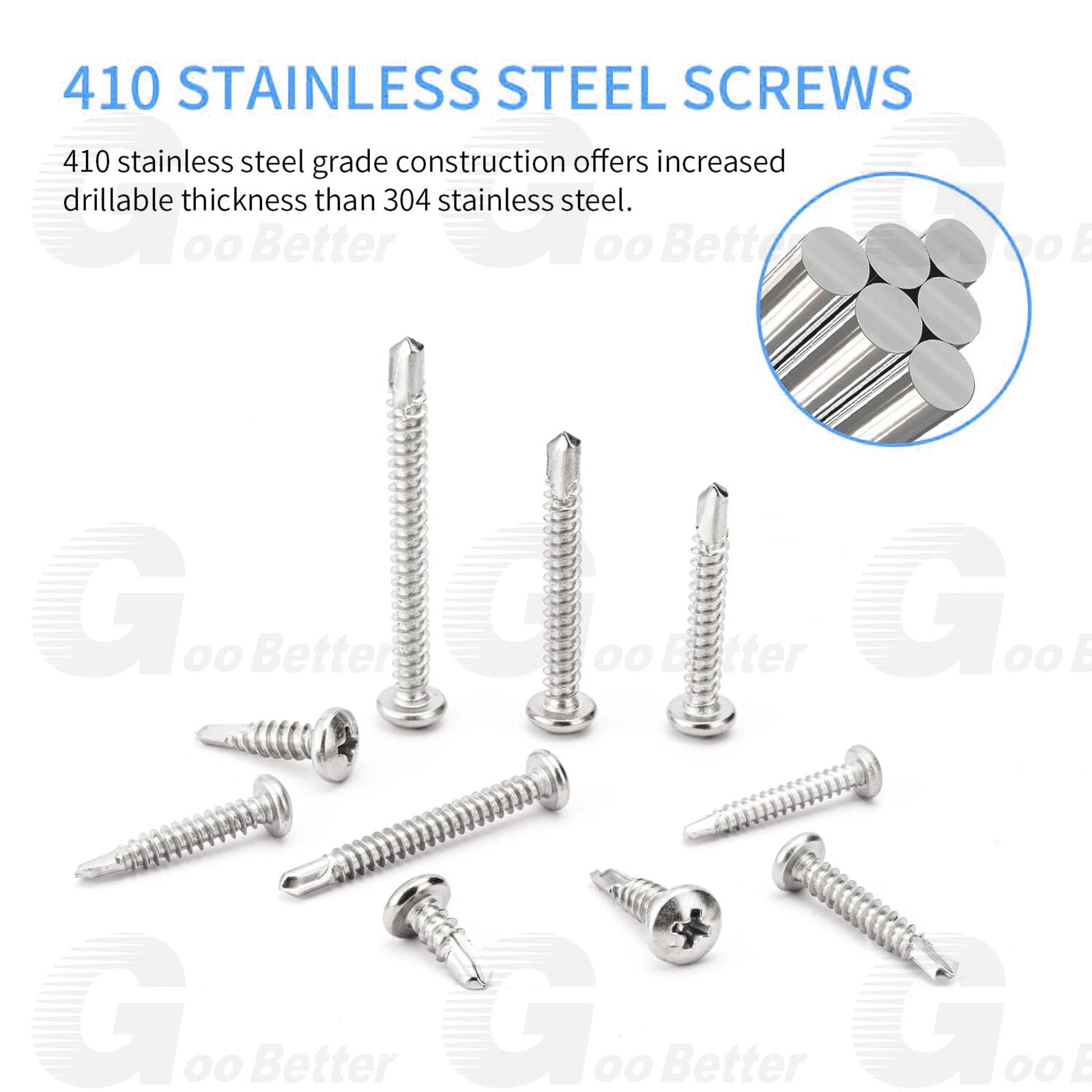 415pc #6 #8 #10 Pan Head Self Tapping Screws – 410 Stainless Steel Kit