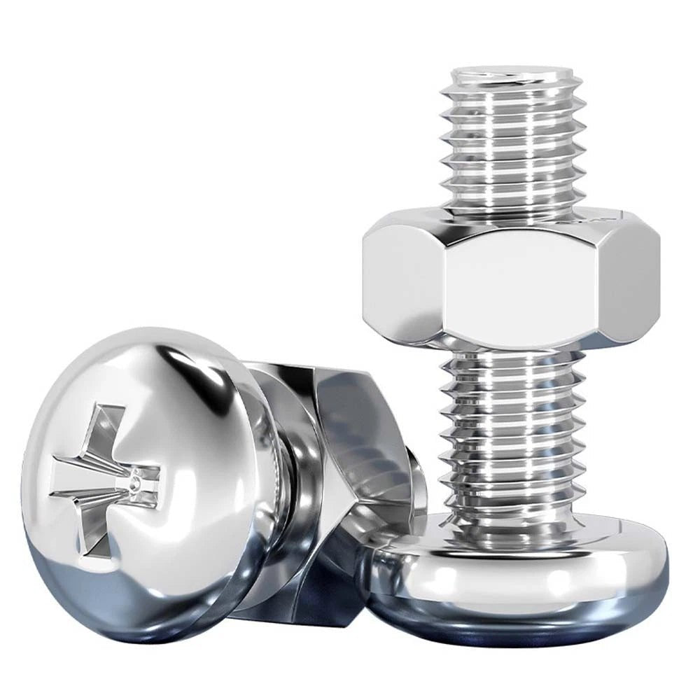 M4 & M6 Phillips Pan Head Machine Screws with Hex Nuts | A2 304 Stainless Steel, 5mm–120mm - HomeDIYer
