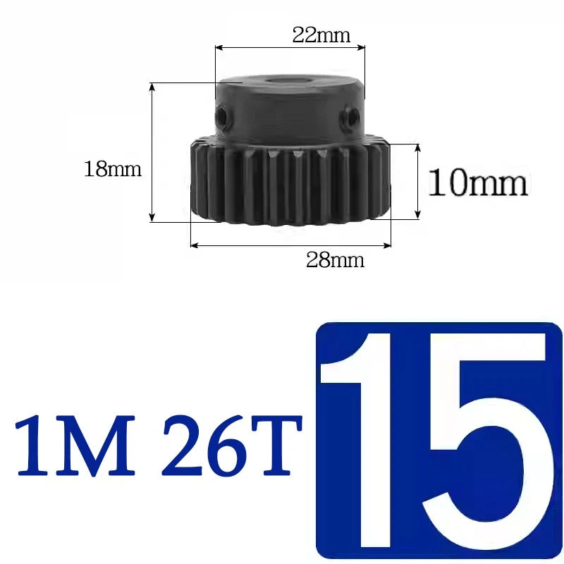 Spur Gears 1 Mod Transmission Gear With Step 45# Steel Pinion Motor Gear 10T~29T