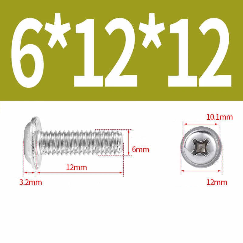 Phillips Flanged Pan Head Machine Screws – 304 / 316 Stainless Steel, Built‑in Washer (3–60mm Lengths)