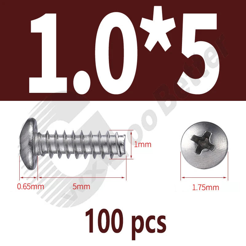 Pan Head Sheet Metal Screws Metric M1~M6 A2 Stainless Steel Sheet Metal Screws