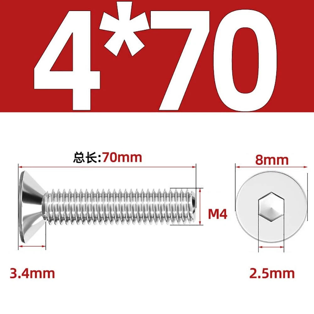 Countersunk Hex Socket Screws – A2 Stainless Steel, M2 to M16, DIN 7991, Fully Threaded