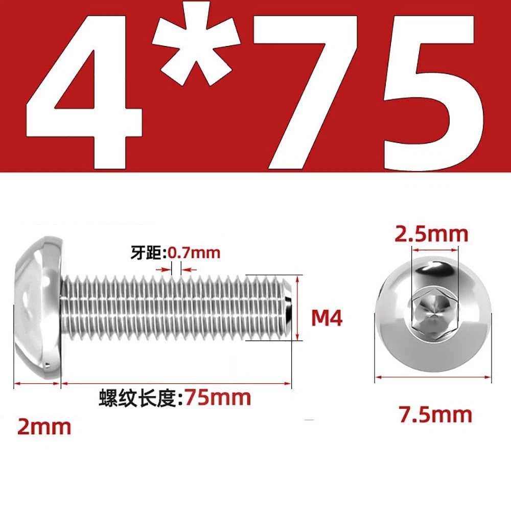 M1.6–M5 A2 Stainless Steel Button Head Socket Cap Screws – Round Pan Head, Hex Drive, Fully Threaded