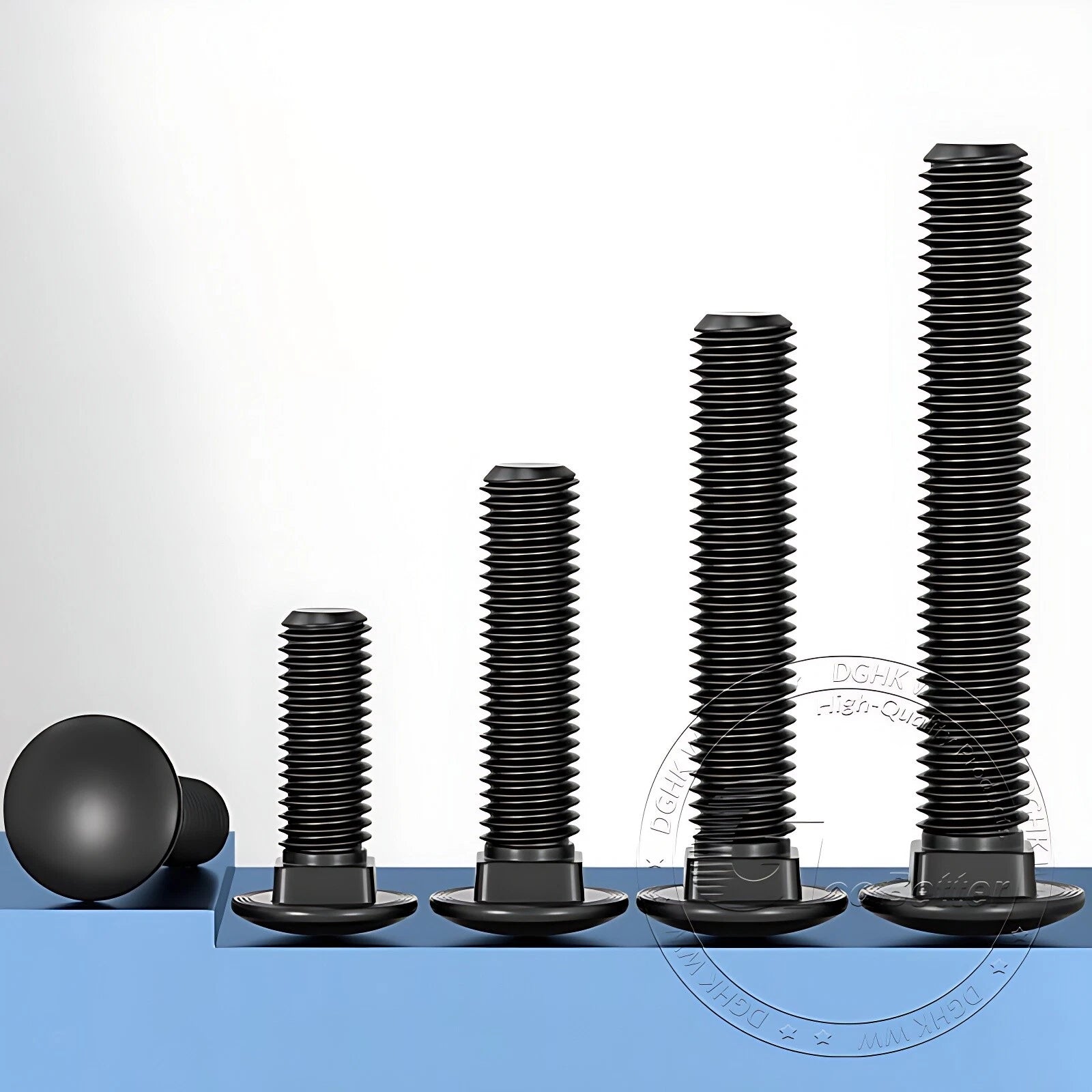 Black Stainless Steel Carriage Bolts M3–M12 | A2 Cup Square Dome Screws