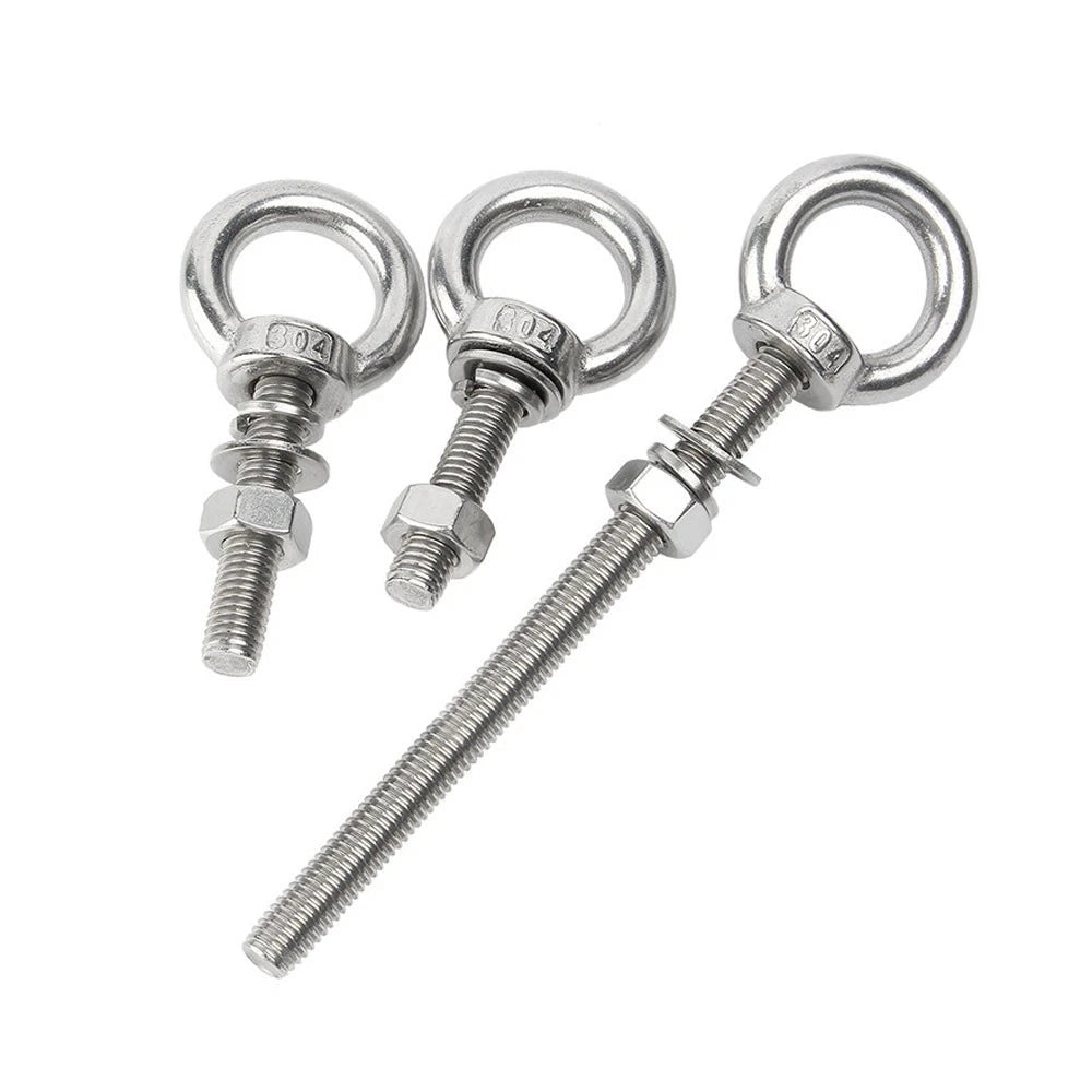 A2 Stainless Steel Lifting Eye Bolts + Nuts & Washers M4 M5 M6 M8 M10 M12 to M24