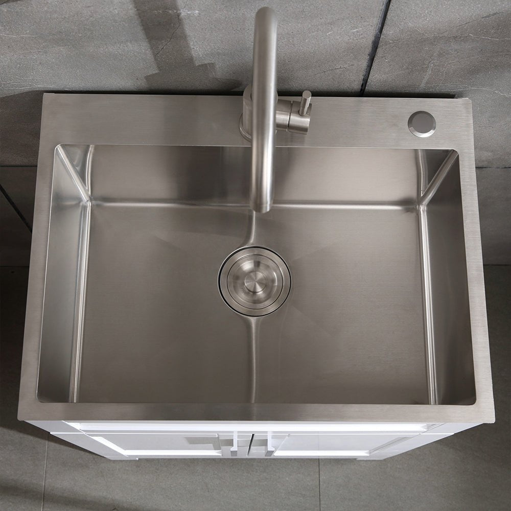 24in Stainless Steel Washing Sink w/ Faucet Hoses and Drain Head Only(Update) - HomeDIYer