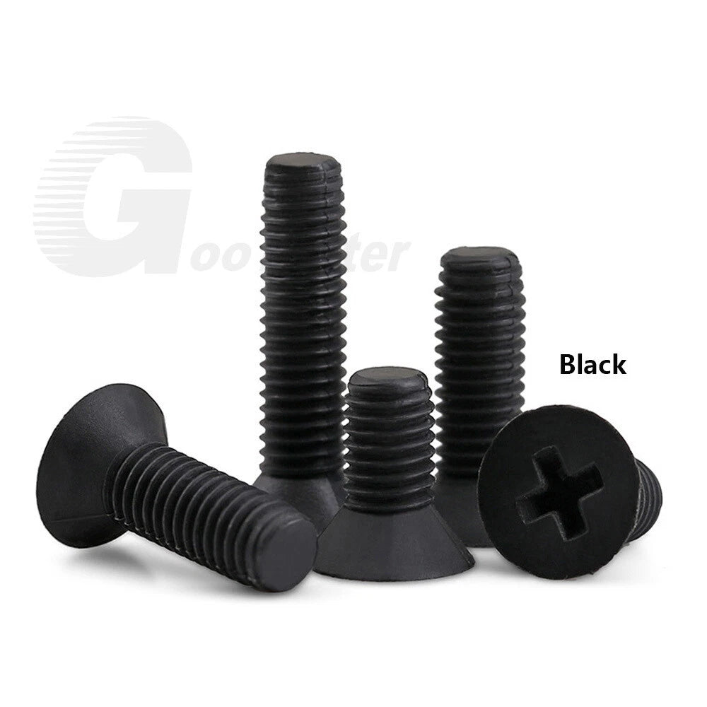 Nylon Phillips Countersunk Machine Screws – M2.5 M3 M4 M5 M6 M8, White or Black (5–40mm)
