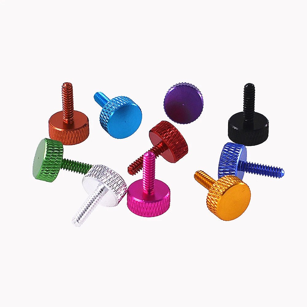 UNC 6 - 32 x 12mm Flat Head Aluminum Thumb Screws — Anodized, 10 Colors, Multi - Pack - HomeDIYer