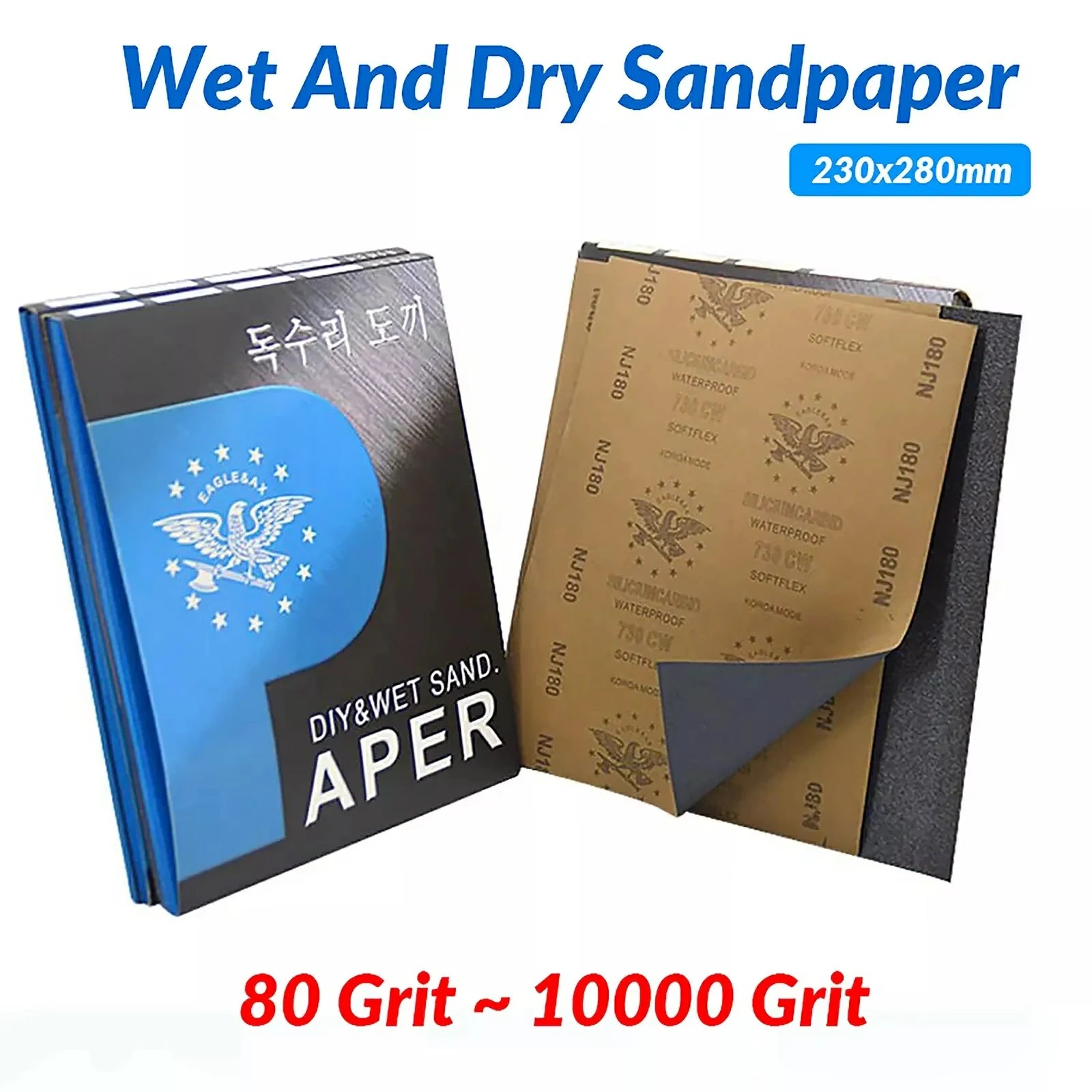 Wet & Dry A4 80 - 10000 Grit Sandpaper Abrasive Polishing Tool Abrasive Sandpaper Paper Sheets Surface Finishing Made 230x280mm - HomeDIYer
