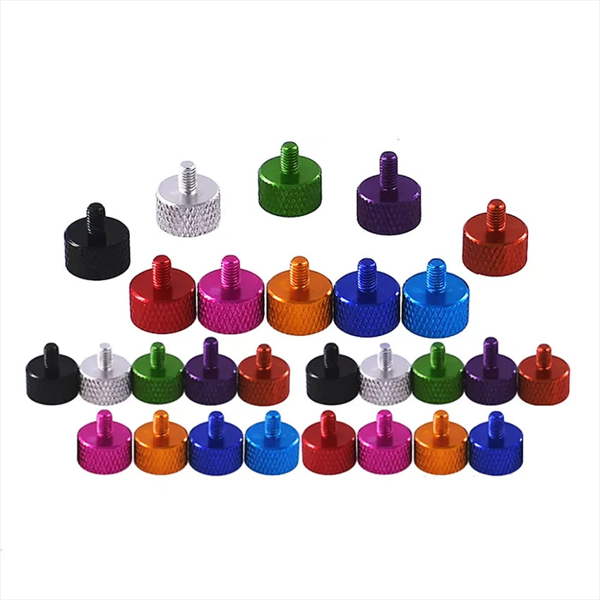 M3 Coloured Aluminum Knurled Thumb Screws – Flat Head Hand Grip Bolts