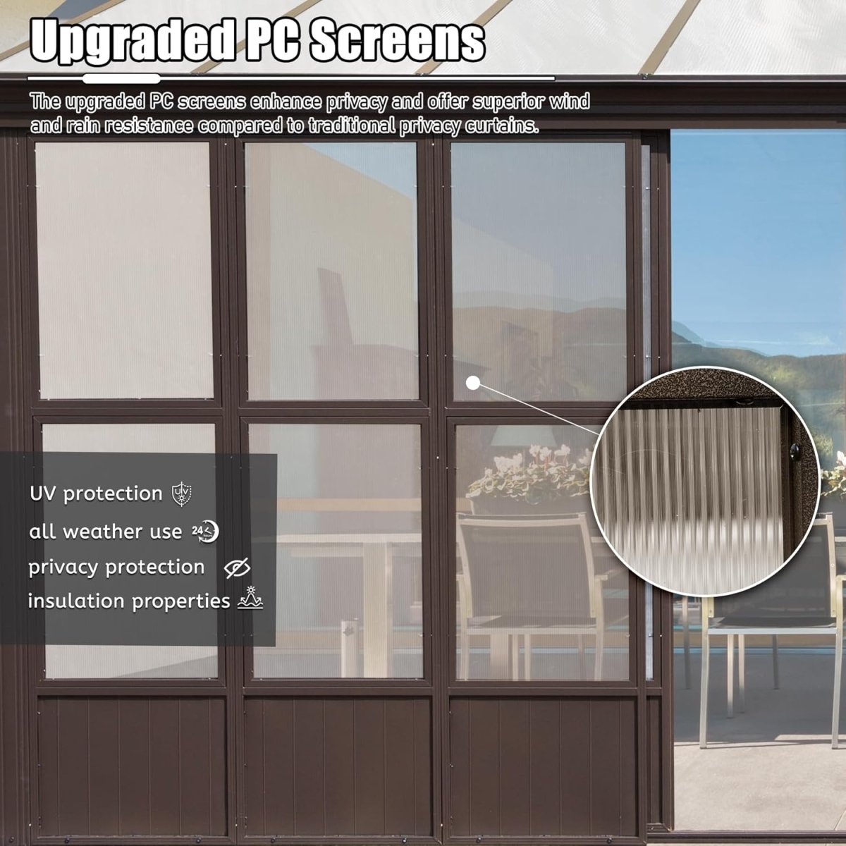 12x16FT All Season Sunroom, Outdoor Permanent Wall Mounted Solarium with Detachable Polycarbonate Windows, Aluminum Lean to Gazebo Sun Room with 2 Lockable Sliding Doors for Garden Patio Deck - HomeDIYer