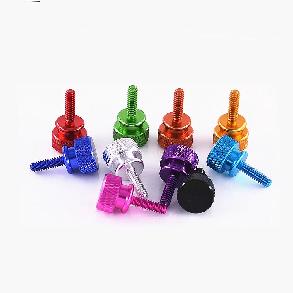 UNC 6 - 32 x 12mm Flat Head Aluminum Thumb Screws — 10 Colors, Anodized Knurled - HomeDIYer