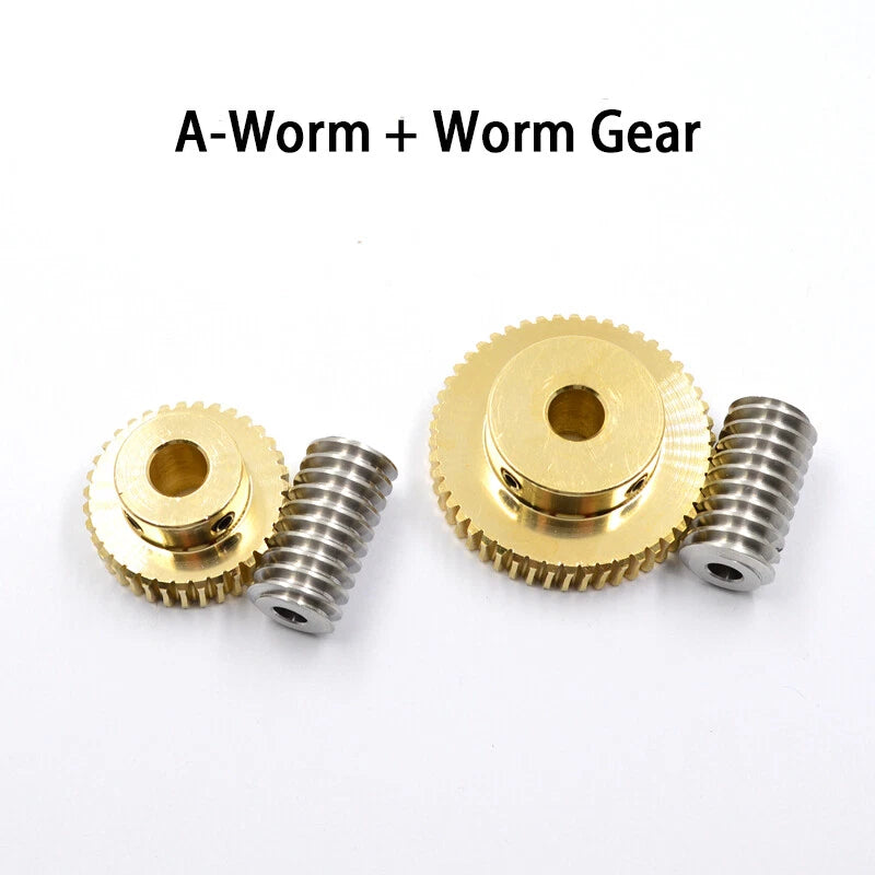 0.8 Module 20T to 60T Gear Copper Worm Wheel Gear & Worm Gear Shaft Bore 5-12mm