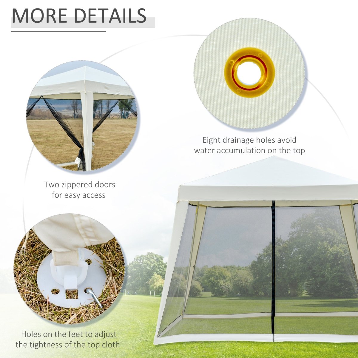 Outsunny 10'x10' Outdoor Canopy Tent, Slant Leg Sun Shelter with Mesh Sidewalls, Patio Tents for Parties, Cream White - HomeDIYer