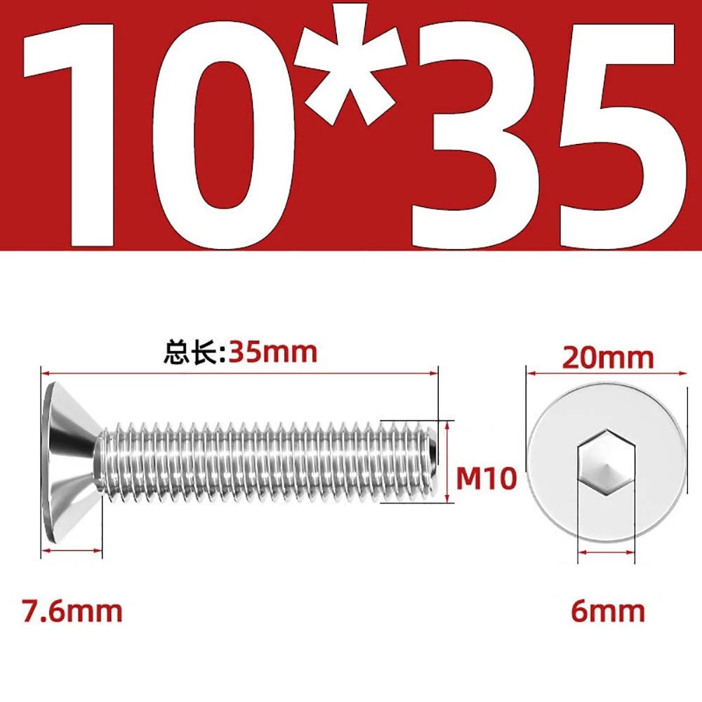 Countersunk Hex Socket Screws – A2 Stainless Steel, M2 to M16, DIN 7991, Fully Threaded