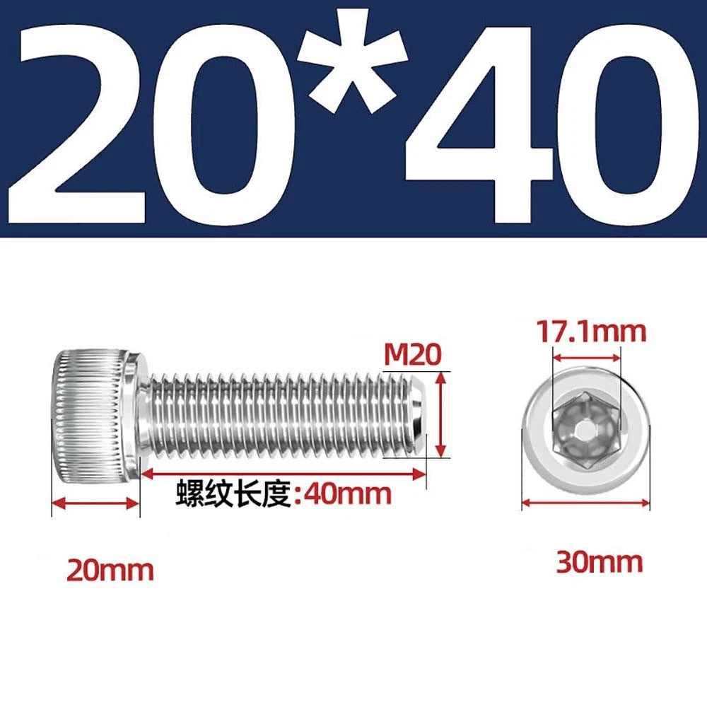 Socket Head Cap Screws – A2 Stainless Steel, M6 to M24, Hex Drive (DIN 912)