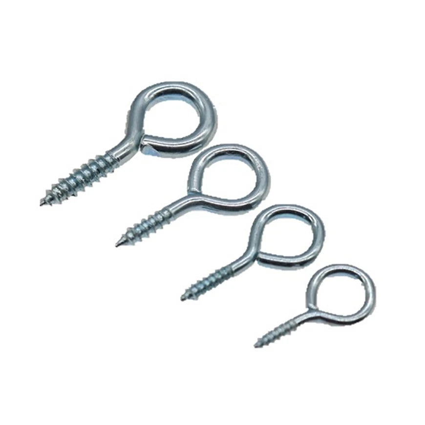 Zinc-Plated Steel Screw-In Eye Hooks — Heavy Duty, 2–3.7mm Wire, Marine & Outdoor