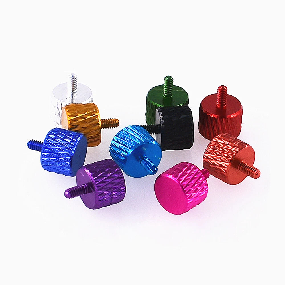 M2 x 4mm Aluminium Knurled Thumb Screws — Flat Head, Hand-Tighten, 10 Colors