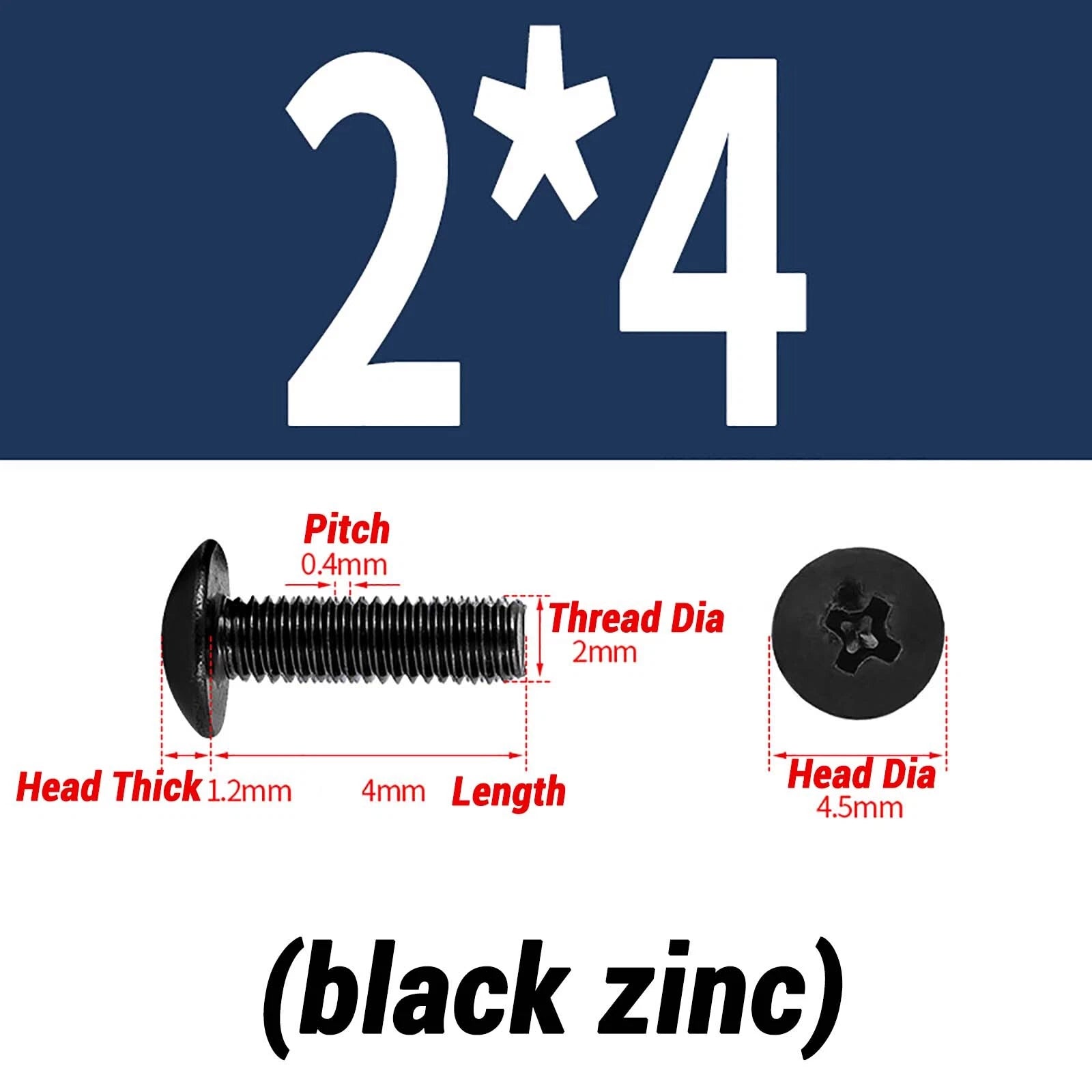 M2–M6 Pan Head Self‑Tapping Sheet Metal Screws – Black Oxide Carbon Steel