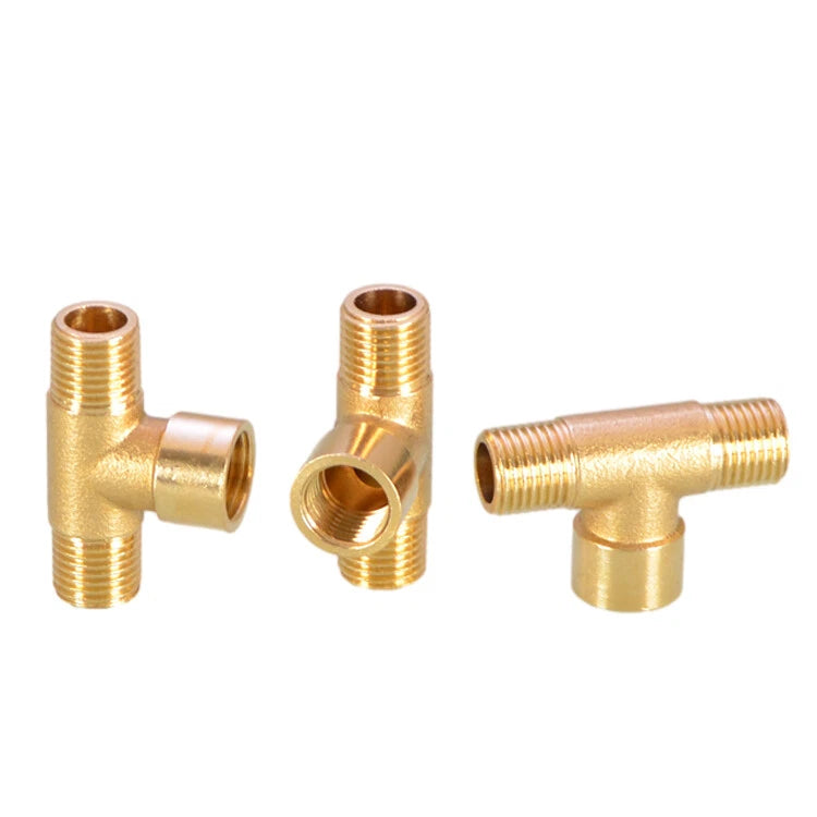 Brass BSP Tee Fitting 1/8" 1/4" 3/8" — Male Female Thread Pipe Connector