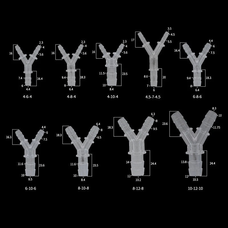 Reducing Y-Type Hose Barb Tee Fitting – Plastic Reducing Tee Tube Connector