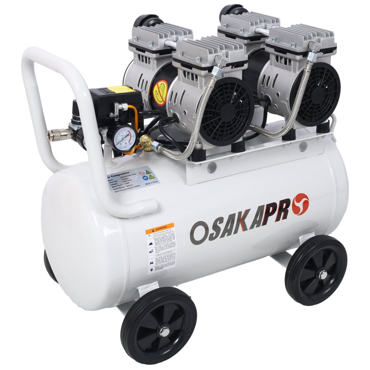 2.5 HP Silent Air Compressor 13 Gallon, Oil - Free, Electric Shop Air Compressor Portable,Lightweight with Wheels, 70 dBA Noise Level, with Automatic Drain Valve,Light Gray - HomeDIYer