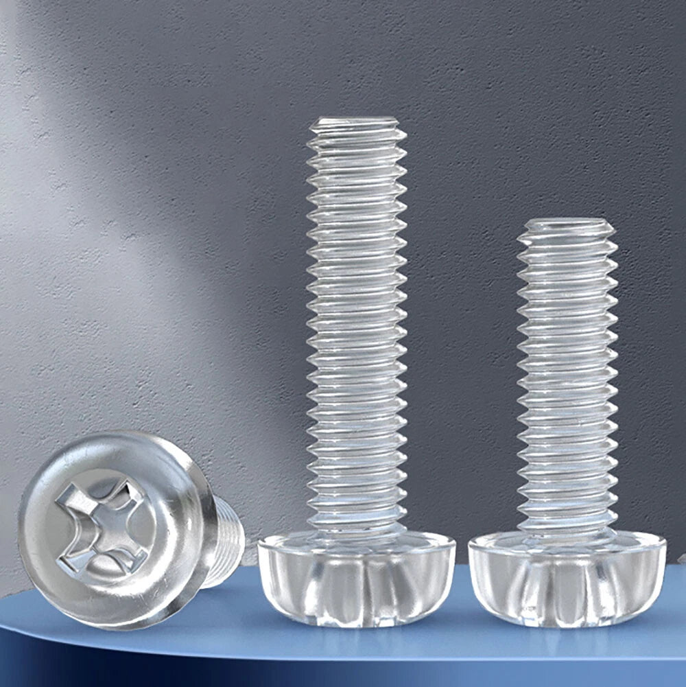 M2-M10 Clear Plastic Phillips Round/Pan Head Machine Screws Cross Screws Hex Nut