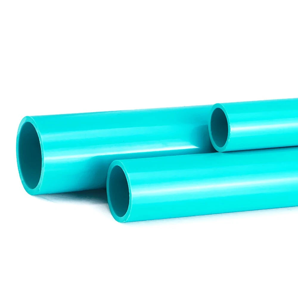 Cyan PVC Rigid Pipe Round Tube | 20–50mm OD × 500mm | Aquarium & DIY Plumbing