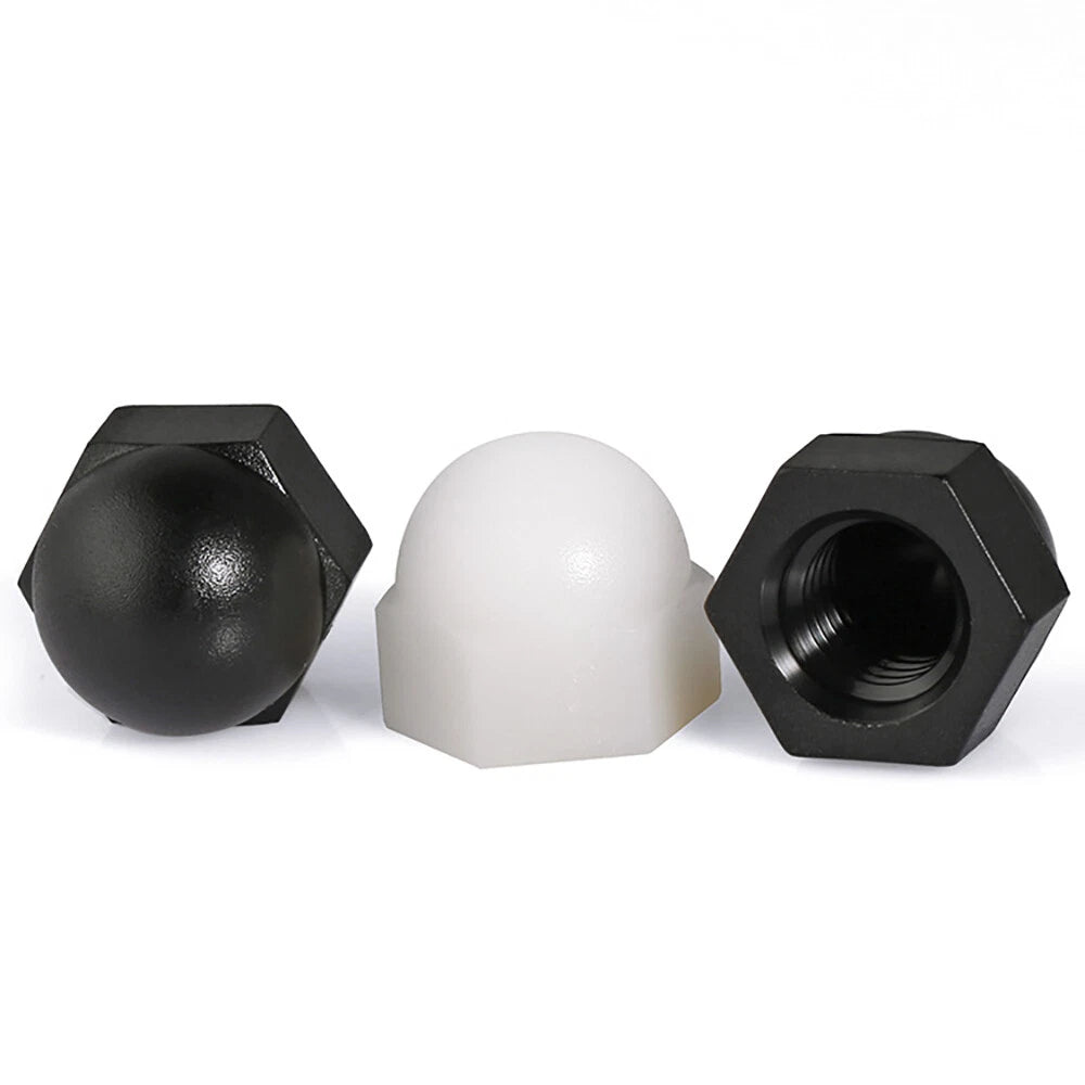 Nylon Plastic Screw Caps-Hex Nut Cover Protective Cap Set for Bolts Black/White