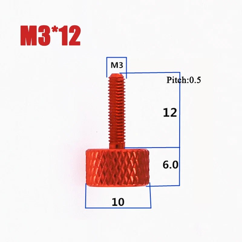 M3×12mm Aluminum Alloy Knurled Thumb Screws – Hand - Tighten Knob Bolts - HomeDIYer