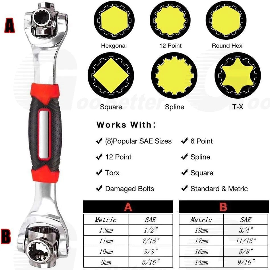 52 in 1 Universal Socket Wrench Multifunction 360° Rotating Head Spanner Tool