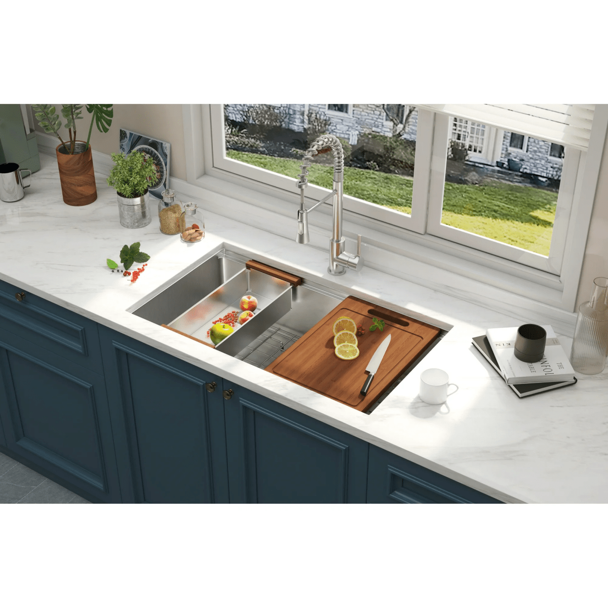 32 x 18 inch Undermount Workstation Sink, Stainless Steel Single Bowl Kitchen Sink 18 Gauge - HomeDIYer