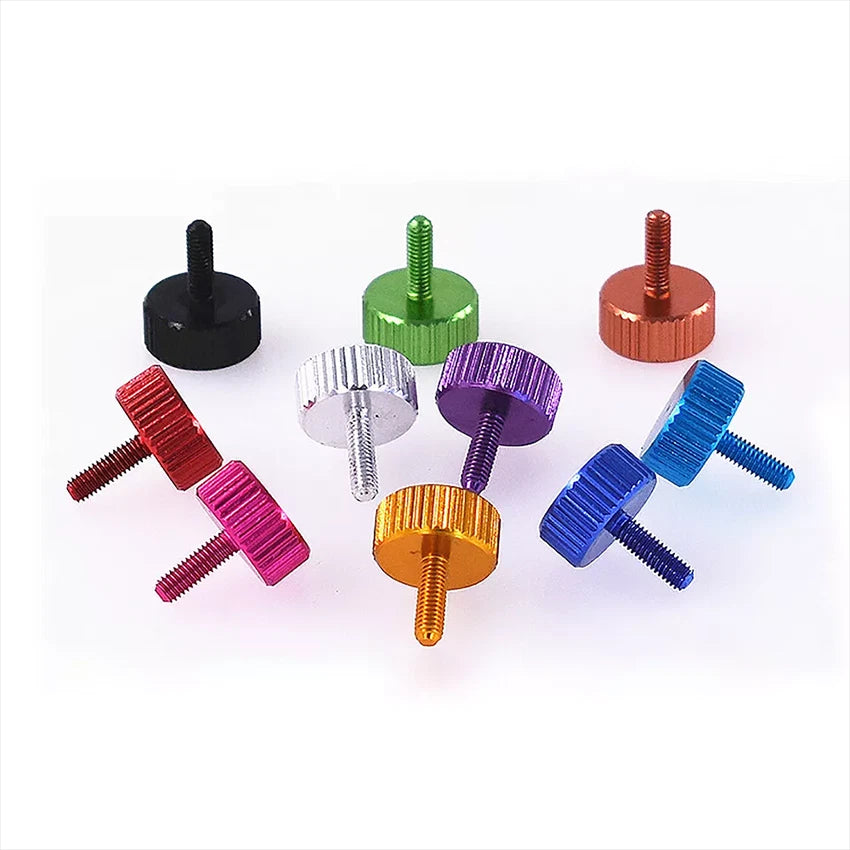 M2.5 / M2.6 x 8mm Aluminium Knurled Thumb Screws — Hand Grip Knob Bolts for PC & DIY