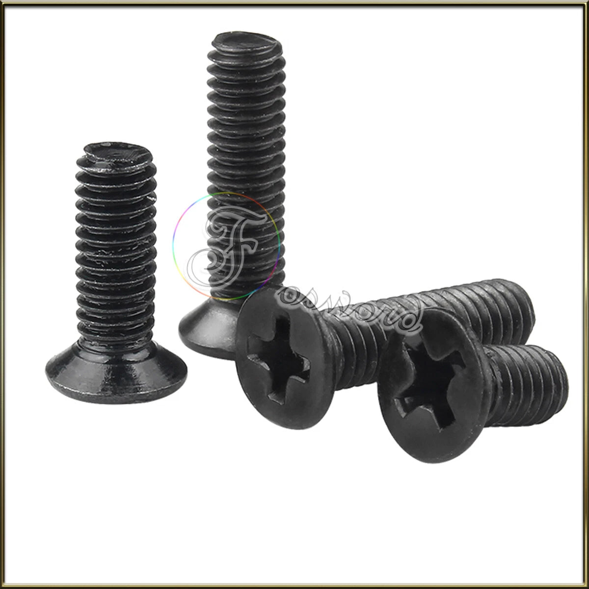 Black M1.4–M3 Phillips Flat Head Machine Screws – Carbon Steel Grade 8, Fully Threaded