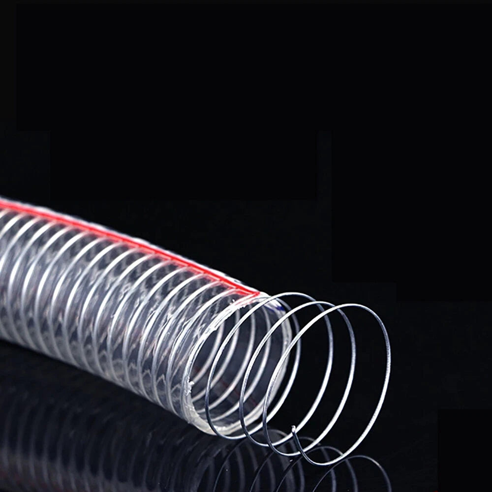 Clear Flexible PVC Hose Pipe with Braided Steel Wire Reinforcement — Fuel & Fluid Transfer