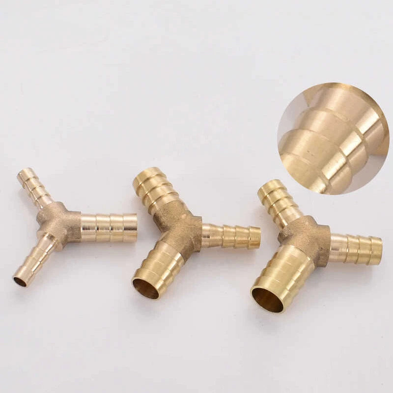Brass Hose Tail Y-Piece Reducer Connector — Air Water Gas Fuel Pipe Fitting