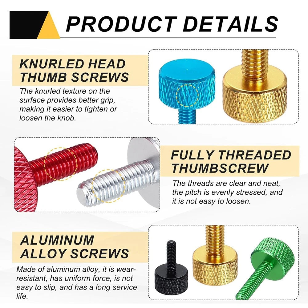 M3 M4 Knurled Thumb Screws – Aluminum Alloy Flat Head Hand Knob Bolts