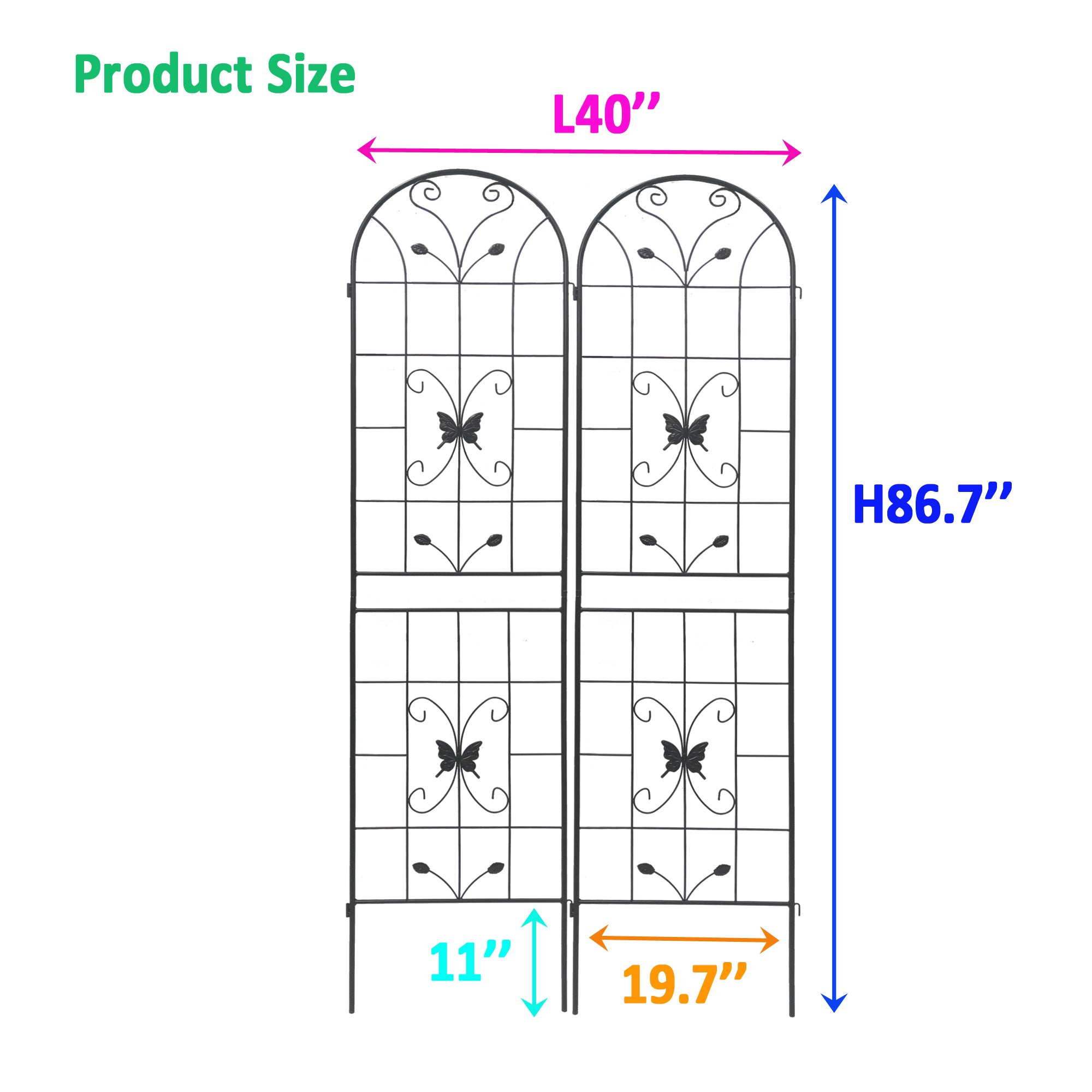 Metal Garden Trellis for Climbing Plants – Rustproof Powder Coated, Cream White & Black (2 or 4-Pack)