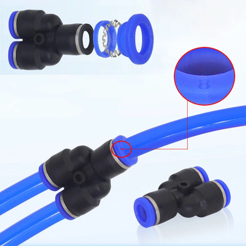 Pneumatic Push-to-Connect Fittings — Nylon Air Hose Tube Connectors, 22 Types