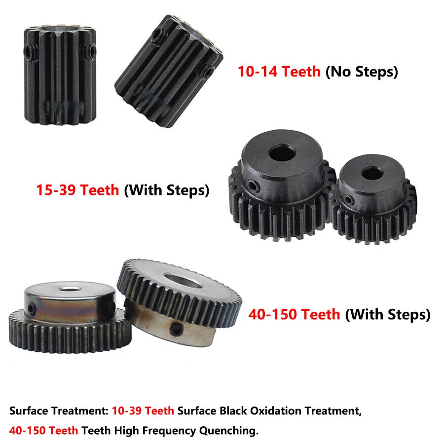 1 Mod 45# Steel Spur Gear 50-150T Bore 6mm-25mm Pinion Gear with Step Motor Gear