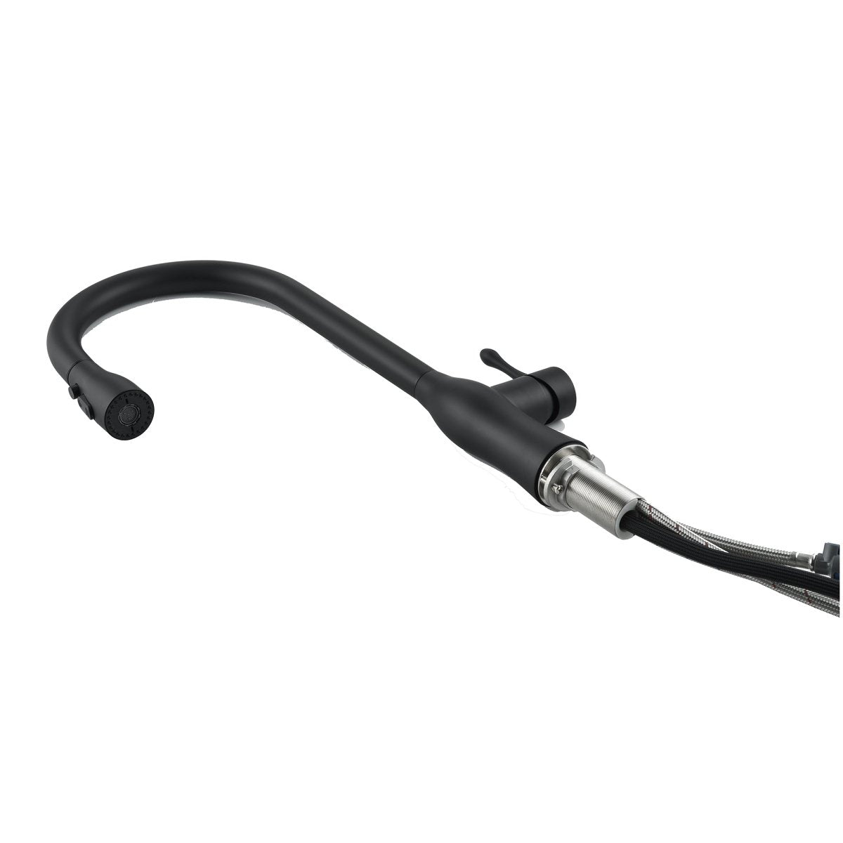 Pull - Down Single Handle Kitchen Faucet in Matte Black - HomeDIYer