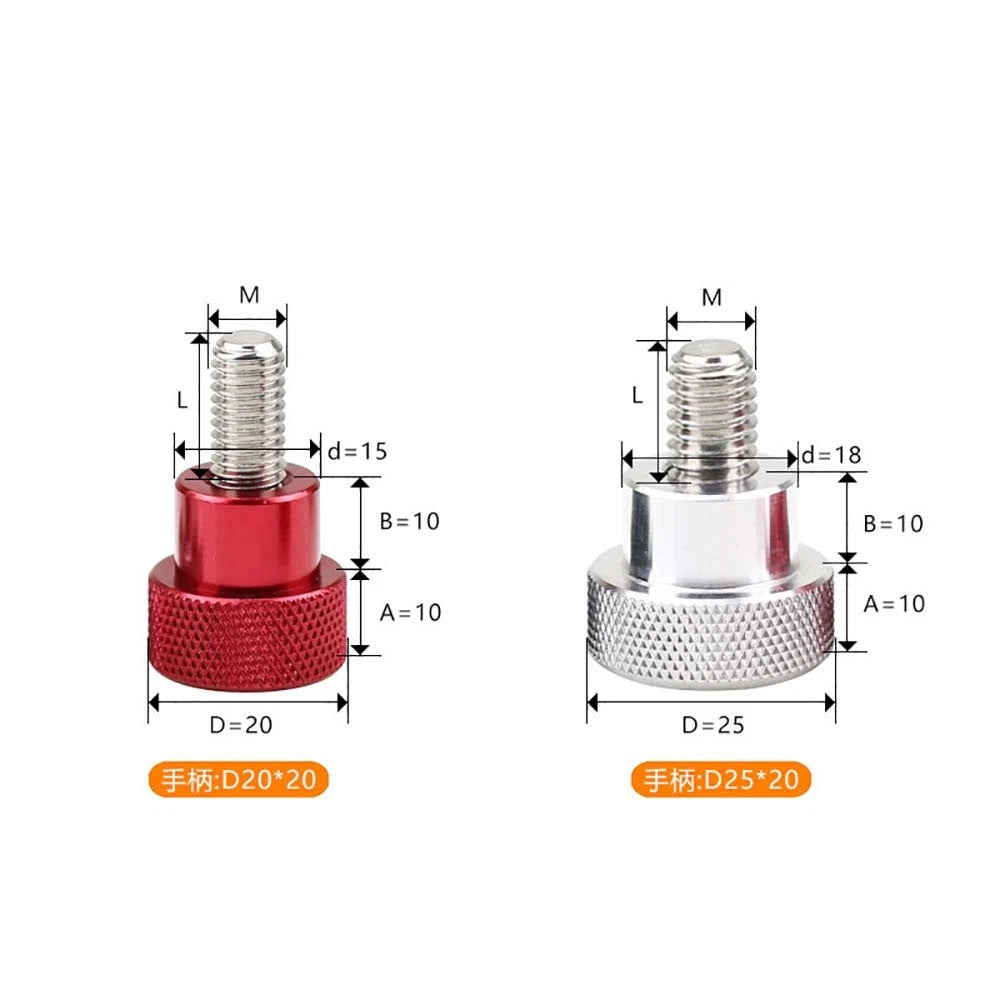 M6 M10 Knurled Thumb Screws Hand Grip Knob Bolt Stainless Steel & Aluminum Alloy