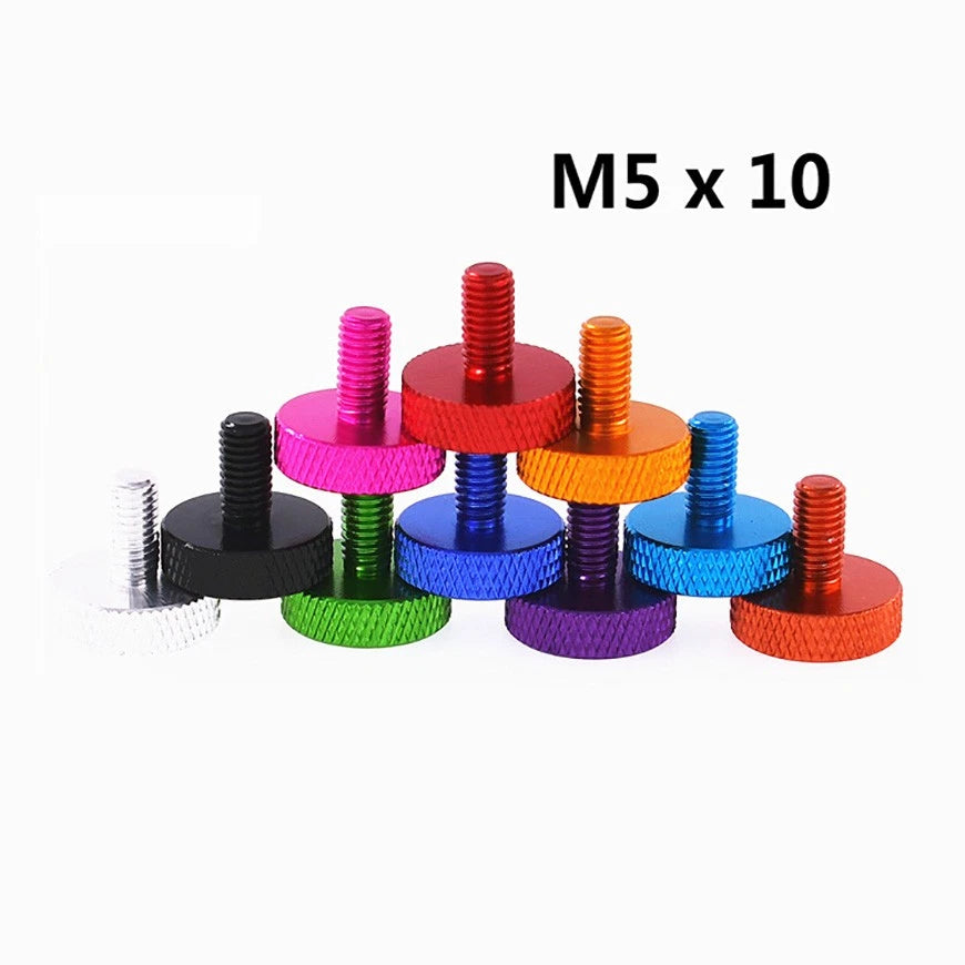 M5×10 Aluminium Anodised Knurled Thumb Screws Hand Grip Knob Bolts PC Case DIY