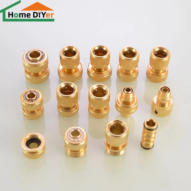 Water Stop Copper Quick Connect Hose Fitting — Male Thread Garden Tap Snap-On Connector