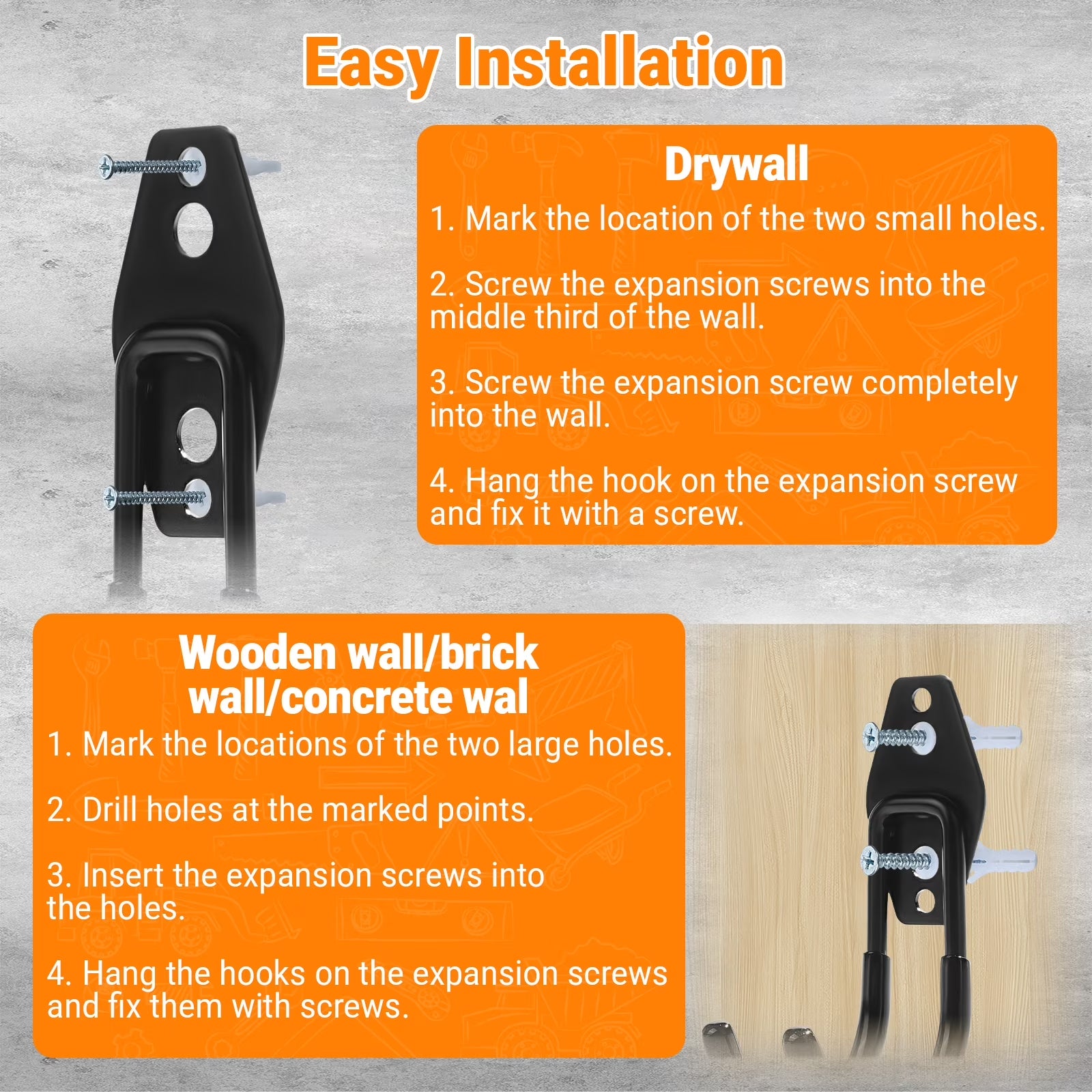 12-Pack Heavy Duty Garage Hooks – Wall Mount Organizer with Anti-Slip Coating for Bikes, Ladders & Garden Tools