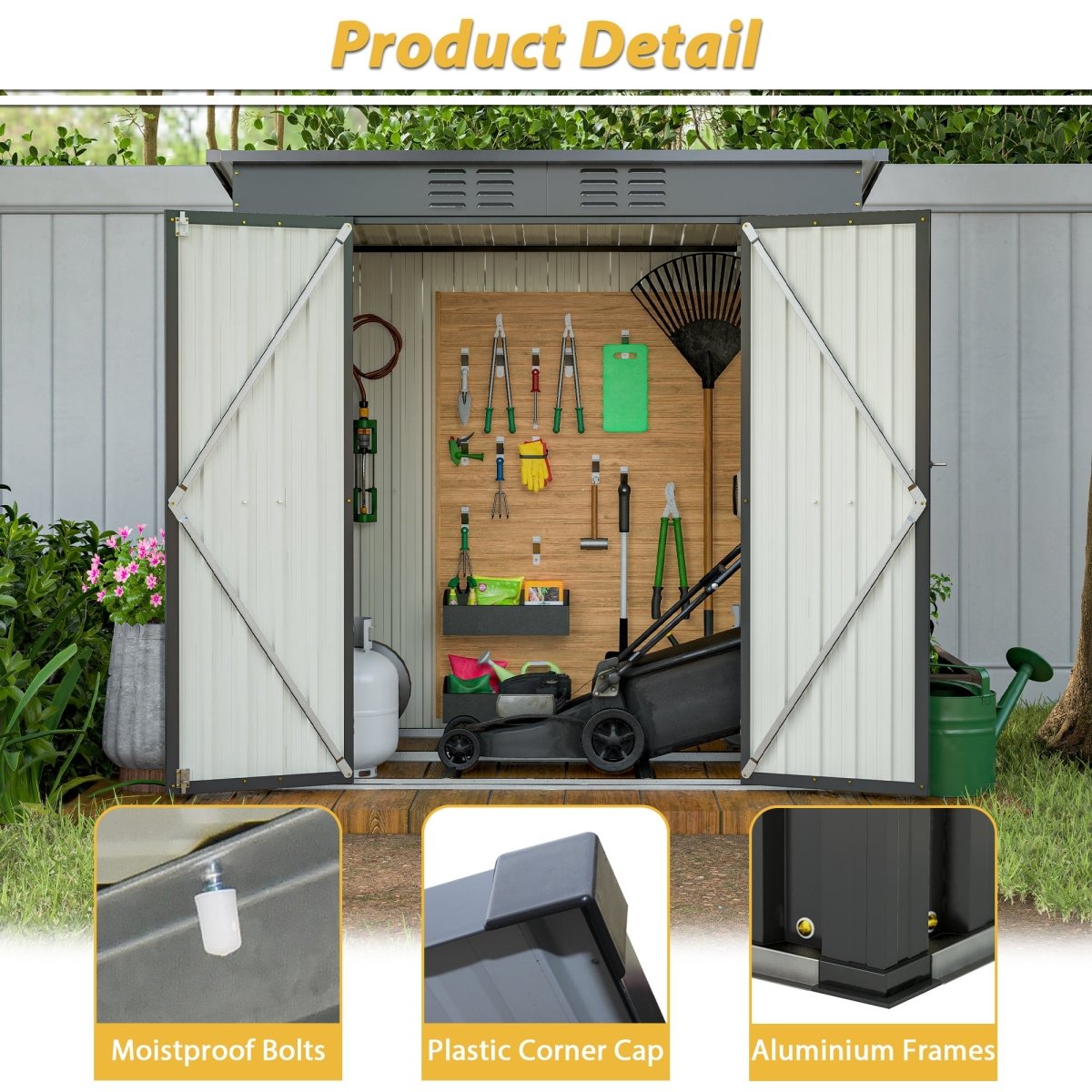 6 x 4 ft Outdoor Storage Shed, All Weather Tool Shed for Garden, Backyard, Lawn, Black - HomeDIYer