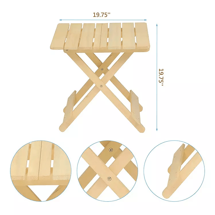 Folding Square Table Patio Outdoor solid wood Table for Backyard, Balcony, Portable Design Space - Saving Natural Wood Color - HomeDIYer